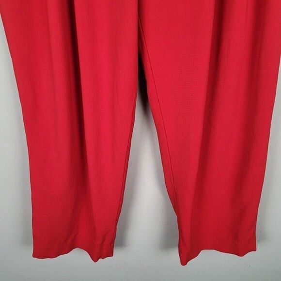 A.L.C. Size 8 Russel Cropped Button Fly Crepe Pants Trousers Red - Picture 4 of 12